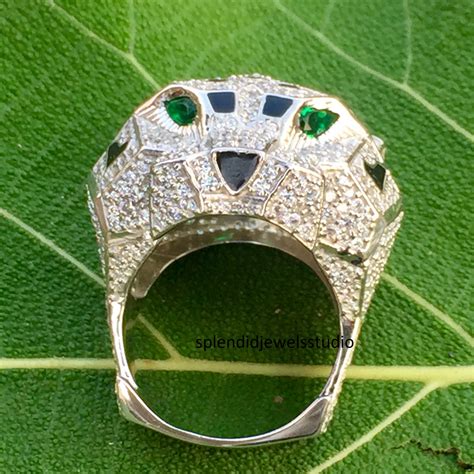 panther diamond rings  men panther face ring bikers ring etsy