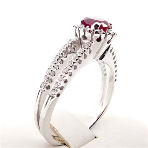 Carats Or Blanc Bague Ct Rubis Diamants Catawiki