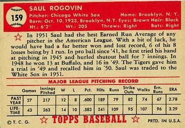 Topps Saul Rogovin Trading Card Database