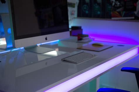 Unique adjustable office desk with LED lights