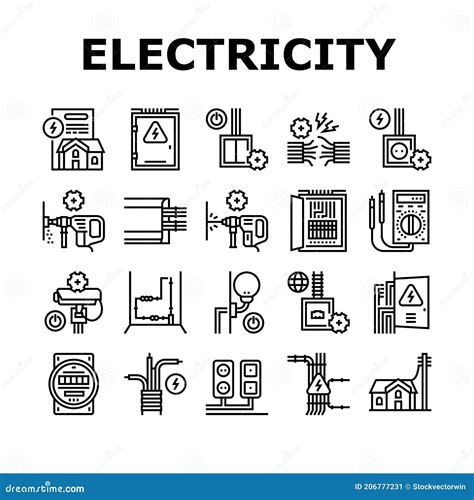 Pictogrammen Voor Elektrische Installatie Instellen Vector Stock