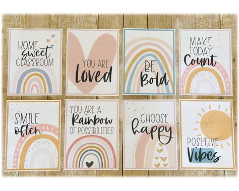 Boho Rainbow Posters Boho Rainbow Classroom Posters Boho Etsy