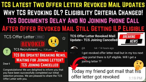 Tcs Revoking Offer Letter For Freshers Why Tcs Offer Letter Revoked