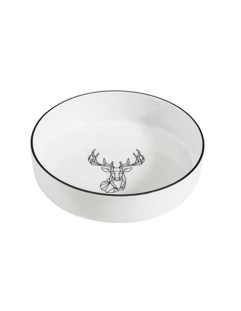 Assiette Creuse En Porcelaine Cerf Origami Cm