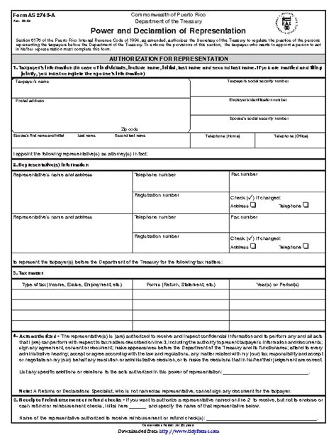 Puerto Rico Tax Power Of Attorney Form Pdfsimpli