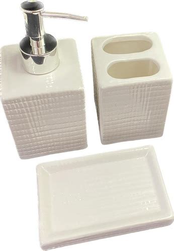 Kit Banheiro Lavabo Em Cer Mica Conjunto Pe As Creme Clink