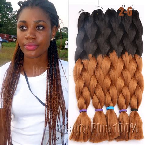 5packs 24 100g Xpression Braiding Hair Black To Dark Brown Ombre Twist Kinky Marley Jumbo Hair