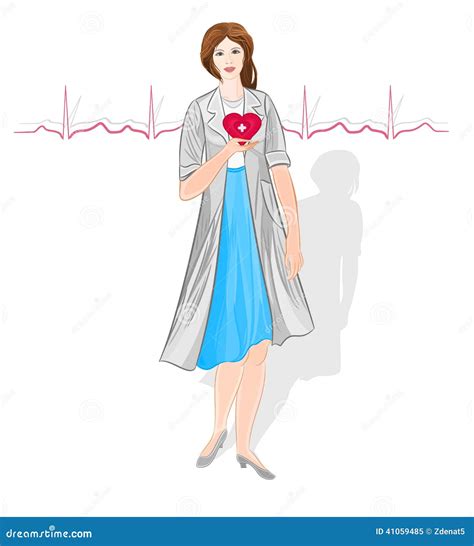 Female Doctor Of Cardiology Vector Illustration Stock Vector