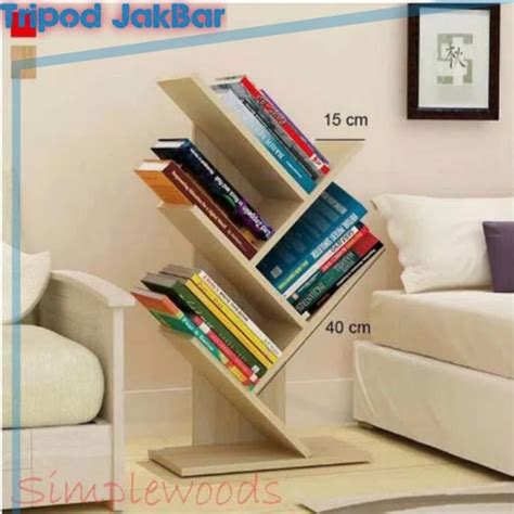 Jual Rak Buku Display Simple Wood Ruang Tamu Lobby Kantor Shopee