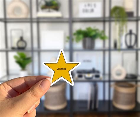 You Tried Sticker Star Sticker Funny Sarcastic Gold Star Award Etsy