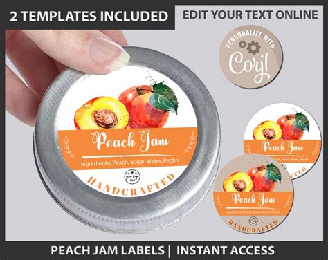 Editable Peach Jam Label Editable Peach Jam Labels Etsy