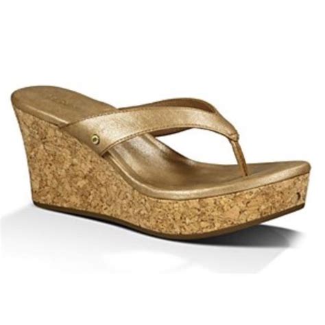 Ugg Australia Natassia Gold Washed Leather Sandals