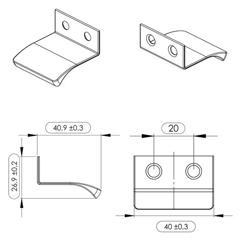 Furnipart Möbelgriff Gebürsteter Edelstahl Modell Edge straight 40