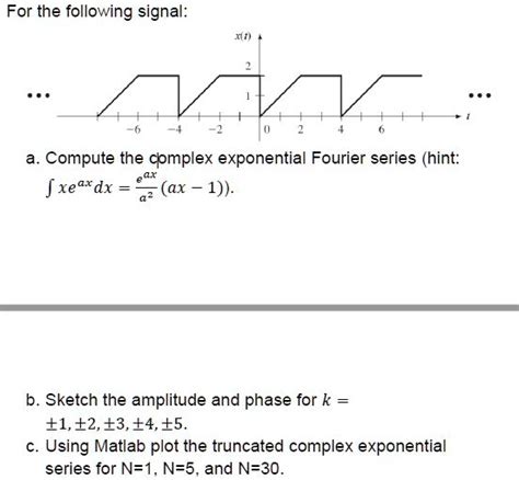 SOLVED For The Following Signal X T A Compute The Complex