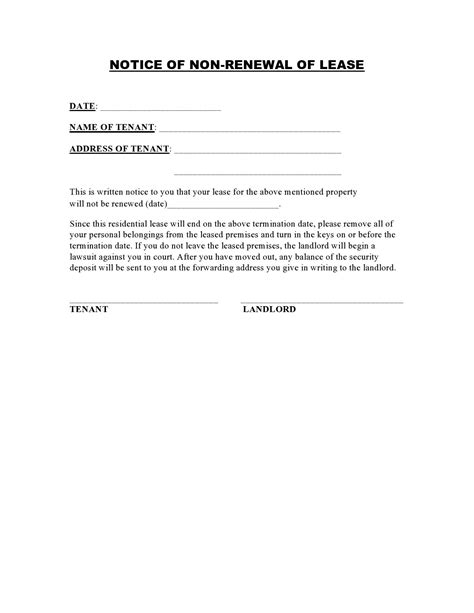 Lease Termination Tenant Non Renewal Of Lease Sample Letter