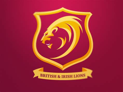 the british and irish lions logo is shown on a red background with gold ...