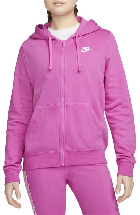 Nike Womens Sportswear Club Fleece Full Zip Hoodie In Pink Modesens