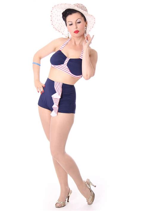 50s retro CYNTHIA Sailor Rüschen Pin Up Bikini Suicide Glam