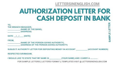 Letter Of Authorization To Deposit Money In Bank Sample Authorization Letter For Cash Deposit