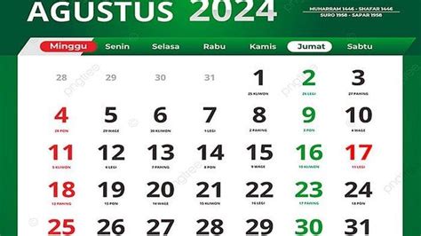 kalender  daftar hari besar nasional  tanggal merah selama bulan