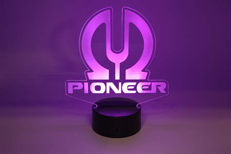 Pioneer Stereo Vintage Logo LED Edge Lit Light up Sign W/ 16 Color Base ...