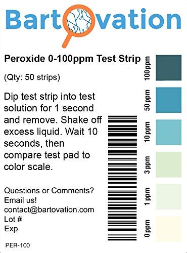 Hydrogen Peroxide H O Test Strips Low Level Ppm Vial Of