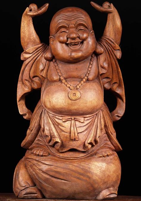 Sold Wood Fat And Happy Buddha Of Wealth 24 2bw7 Hindu Gods And Buddha Statues