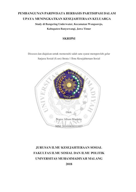 PDF PEMBANGUNAN PARIWISATA BERBASIS PARTISIPASI DALAM Eprints Umm Ac