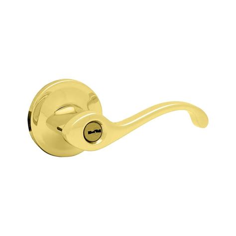 Kwikset Signature Commonwealth Lifetime Polished Brass Reversible Keyed Entry Door Handle At