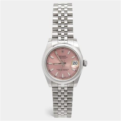 Rolex Pink Stainless Steel Datejust 178240 Women's Wristwatch 31 mm ...