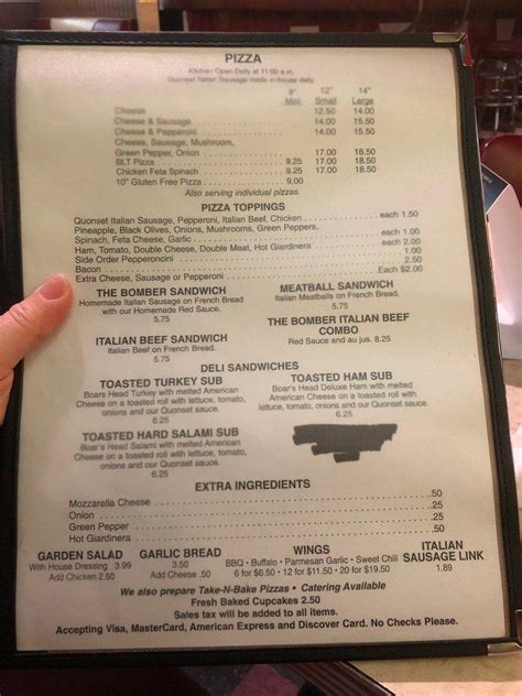 Menu at Quonset Pizza pizzeria, Waukegan