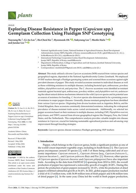 Pdf Exploring Disease Resistance In Pepper Capsicum Spp Germplasm