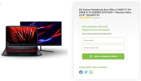 Acer Notebook Acer Nitro 5 An517 54 59kr I5 512gbssd Gtx1650 Acabou