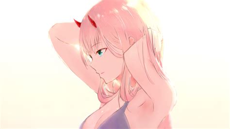 Wallpaper Anime Girls White Skin Kawaii Girl Darling In The Franxx Fan Art Zero Two