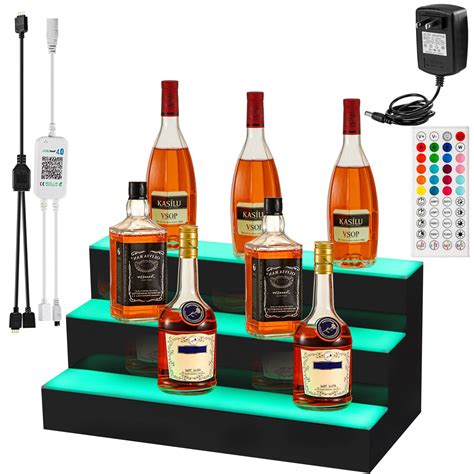 VEVOR LED Lighted Liquor Bottle Display Shelf 24 Inch LED Bar Shelves