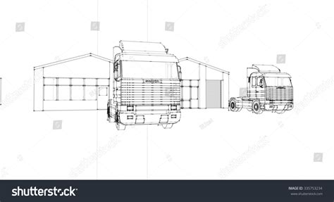 Hand Draw Sketch Trucks Warehouse Stock Illustration 335753234