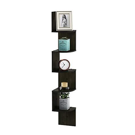 Furinno Rossi Wall Mount Floating Corner Shelf 3 Tier Radial Set Of 2