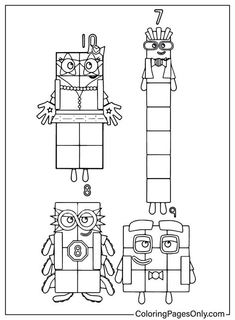 64 Numberblocks Coloring Pages - ColoringPagesOnly.com