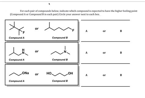 Solved For Each Pair Of Compounds Below Indicate Which Chegg