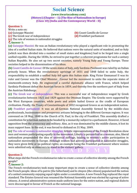 Ncert Solutions For Class History Chapter The Rise Of Nationalism