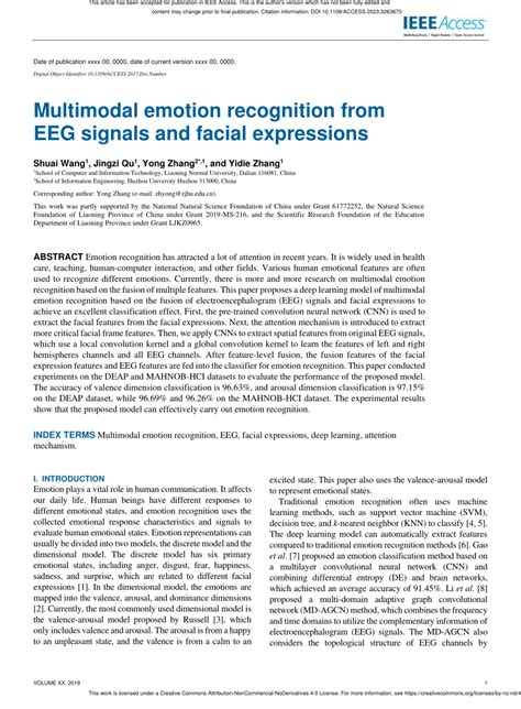 Pdf Multimodal Emotion Recognition From Eeg Signals And Facial