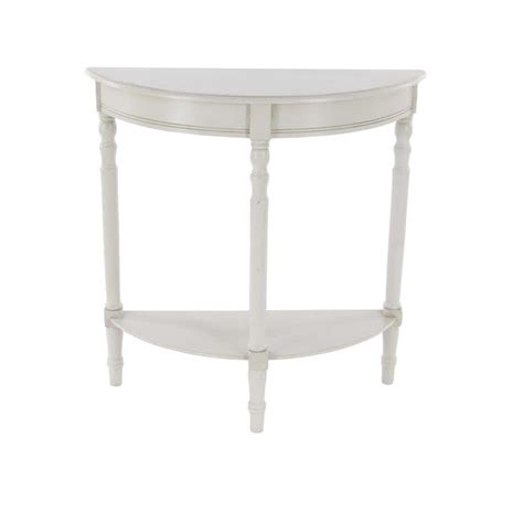 Litton Lane 32 In Grey Half Moon Wood Traditional Console Table 96328