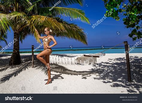 Beautiful Sexy Tanned Woman Golden Bikini Stock Photo Shutterstock