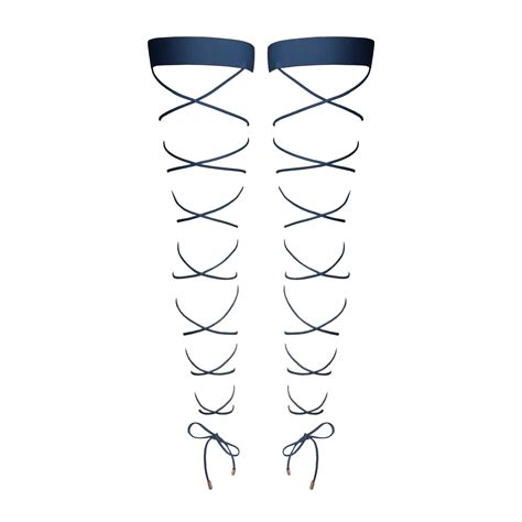 Crisscross Stay Up Dark Denim Blue Monique Morin Lingerie Wolf Badger
