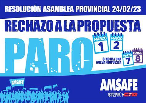 NO INICIO LA ASAMBLEA PROVINCIAL RECHAZÓ LA PROPUESTA PARITARIA AMSAFE