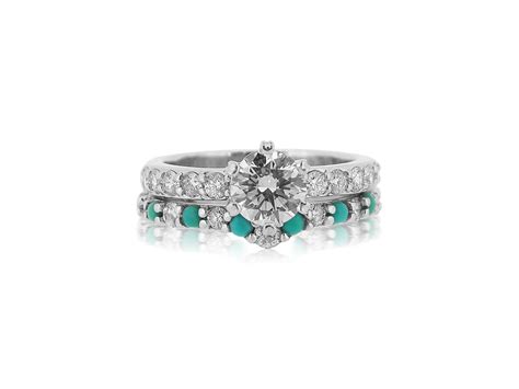 Turquoise And Diamond Wedding Set Turquoise Wedding Band Turquoise