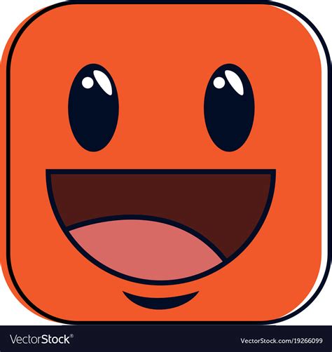 Happy emoji square character Royalty Free Vector Image