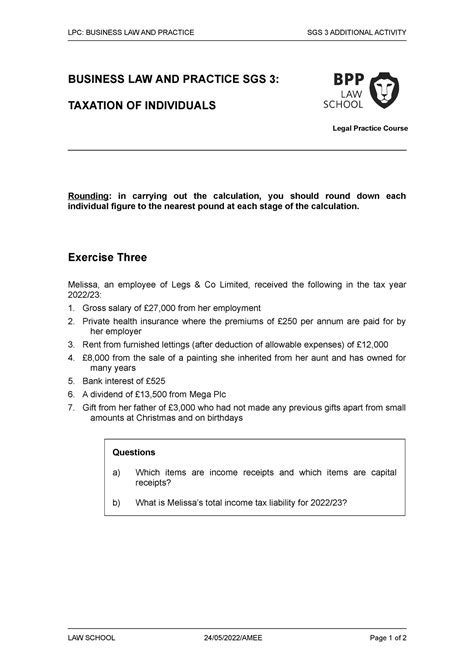 BLP SGS 3 Additional Activity 22 23 LPC BUSINESS LAW AND PRACTICE