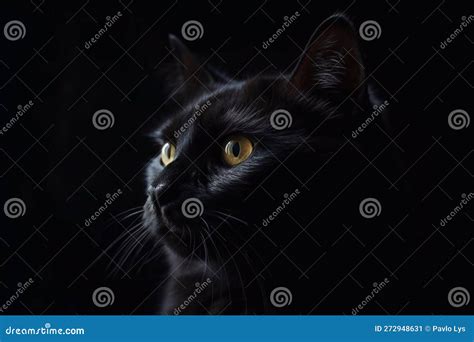 Black Cat In The Dark Ai Generated Stock Illustration Illustration