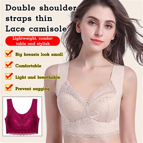 [veimia] Plus Size Womens Bra Wire Free Push Up Lace Underwear Anti